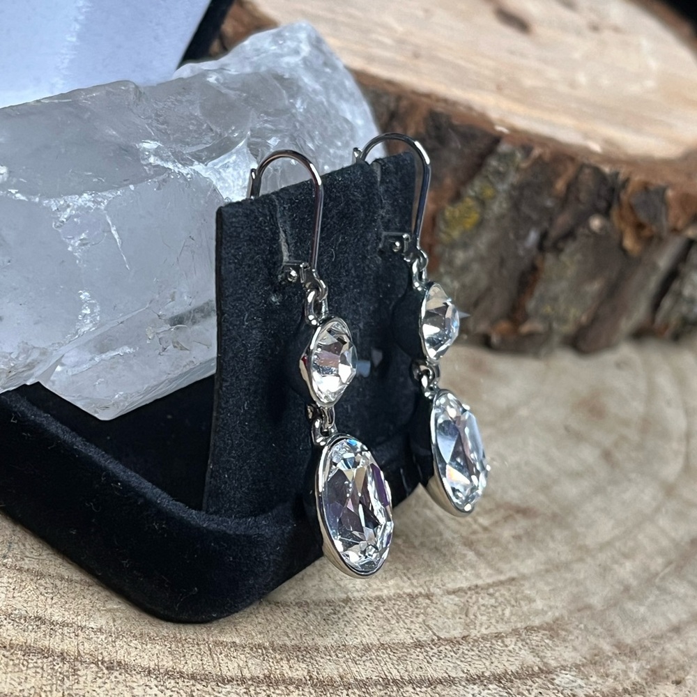 Givenchy Silver Rhinestone Drop Dangle Earrings - image 2